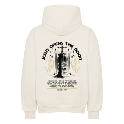 Jesus Opens The Door Oversized Hoodie in natural-raw – christlicher Oversized Hoodie von Blessed by God