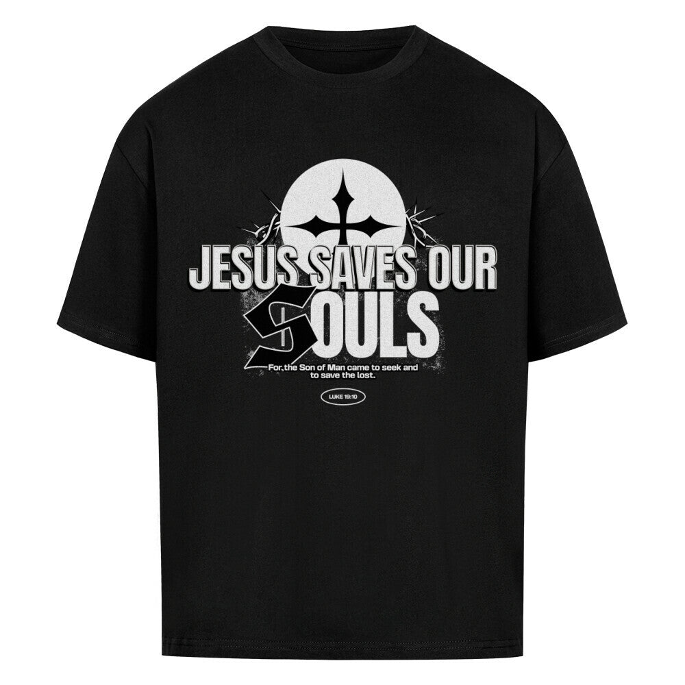 Jesus Saves Our Souls Oversized T-Shirt in babyblau – christliches Oversized T-Shirt von Blessed by God