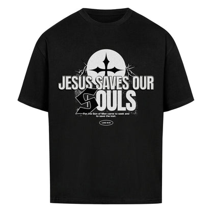 Jesus Saves Our Souls Oversized T-Shirt in babyblau – christliches Oversized T-Shirt von Blessed by God
