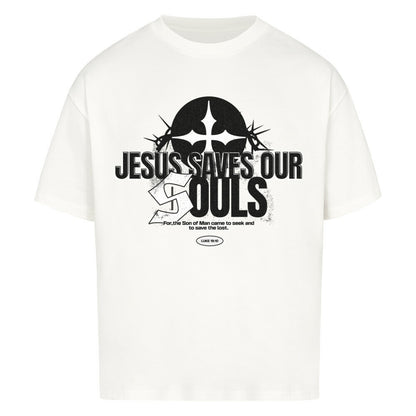Jesus Saves Our Souls Oversized T-Shirt in babyblau – christliches Oversized T-Shirt von Blessed by God