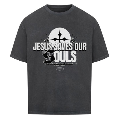 Jesus Saves Our Souls Oversized T-Shirt in babyblau – christliches Oversized T-Shirt von Blessed by God