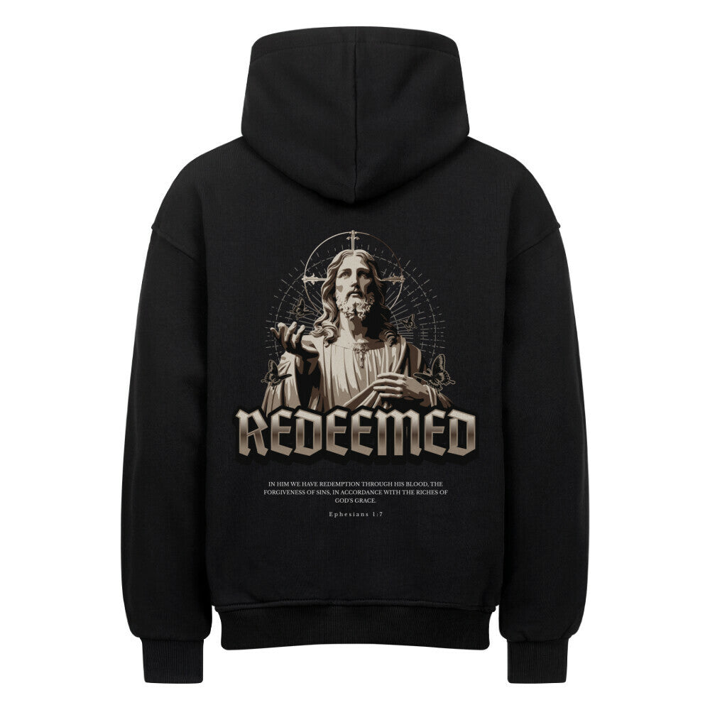 Redeemed Oversized Hoodie in natural-raw – christlicher Oversized Hoodie von Blessed by God