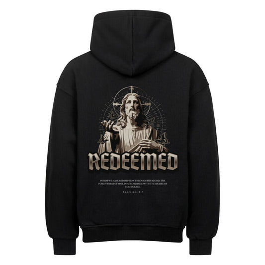 Redeemed Oversized Hoodie in natural-raw – christlicher Oversized Hoodie von Blessed by God