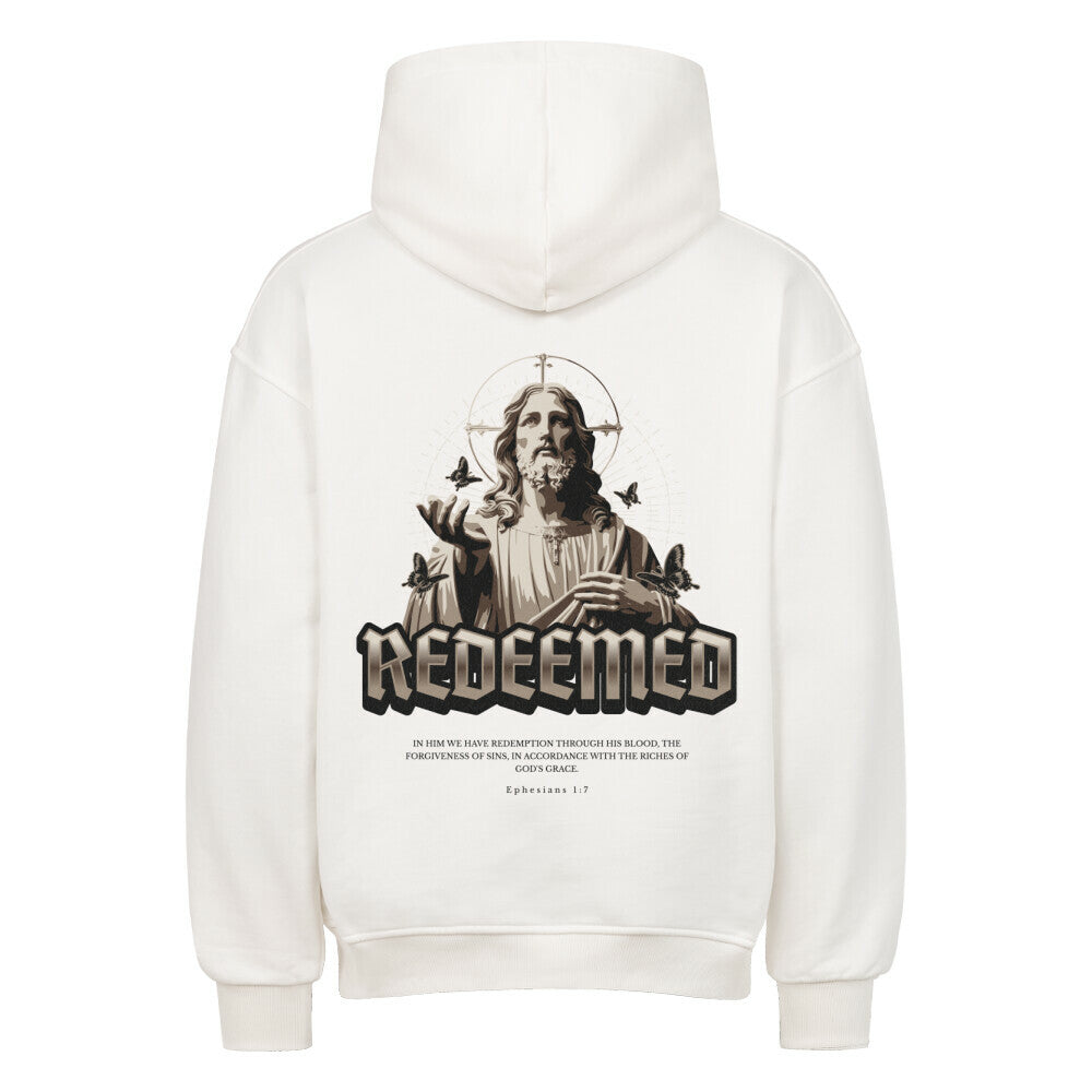 Redeemed Oversized Hoodie in natural-raw – christlicher Oversized Hoodie von Blessed by God