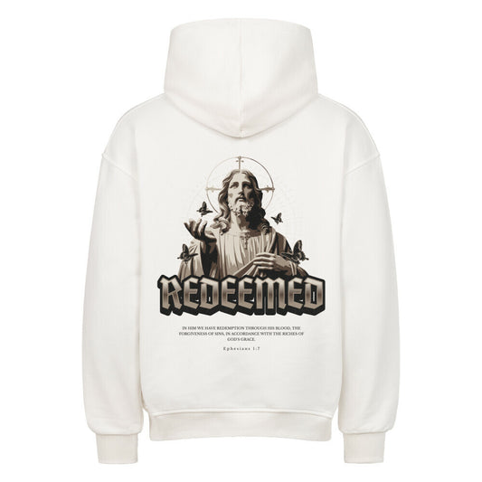 Redeemed Oversized Hoodie in natural-raw – christlicher Oversized Hoodie von Blessed by God