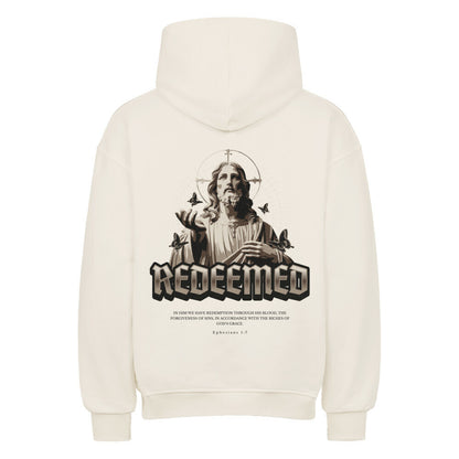Redeemed Oversized Hoodie in natural-raw – christlicher Oversized Hoodie von Blessed by God