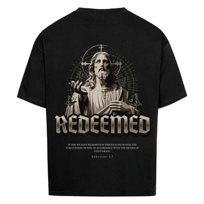 Redeemed Oversized T-Shirt in babyblau – christliches Oversized T-Shirt von Blessed by God