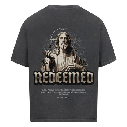 Redeemed Oversized T-Shirt in babyblau – christliches Oversized T-Shirt von Blessed by God