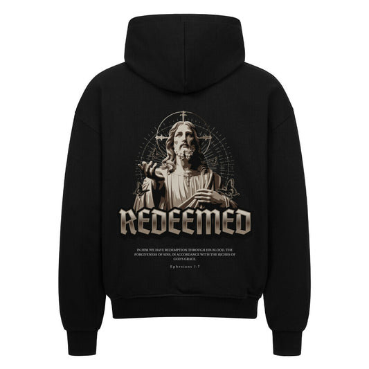 Redeemed Oversized Zipper Hoodie in french-navy – christlicher Oversized Zipper-Hoodie von Blessed by God
