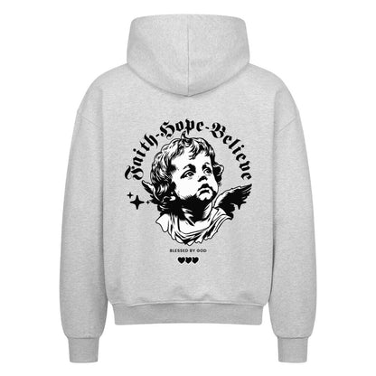 Faith Hope Believe Oversized Zipper Hoodie in french-navy – christlicher Oversized Zipper-Hoodie von Blessed by God