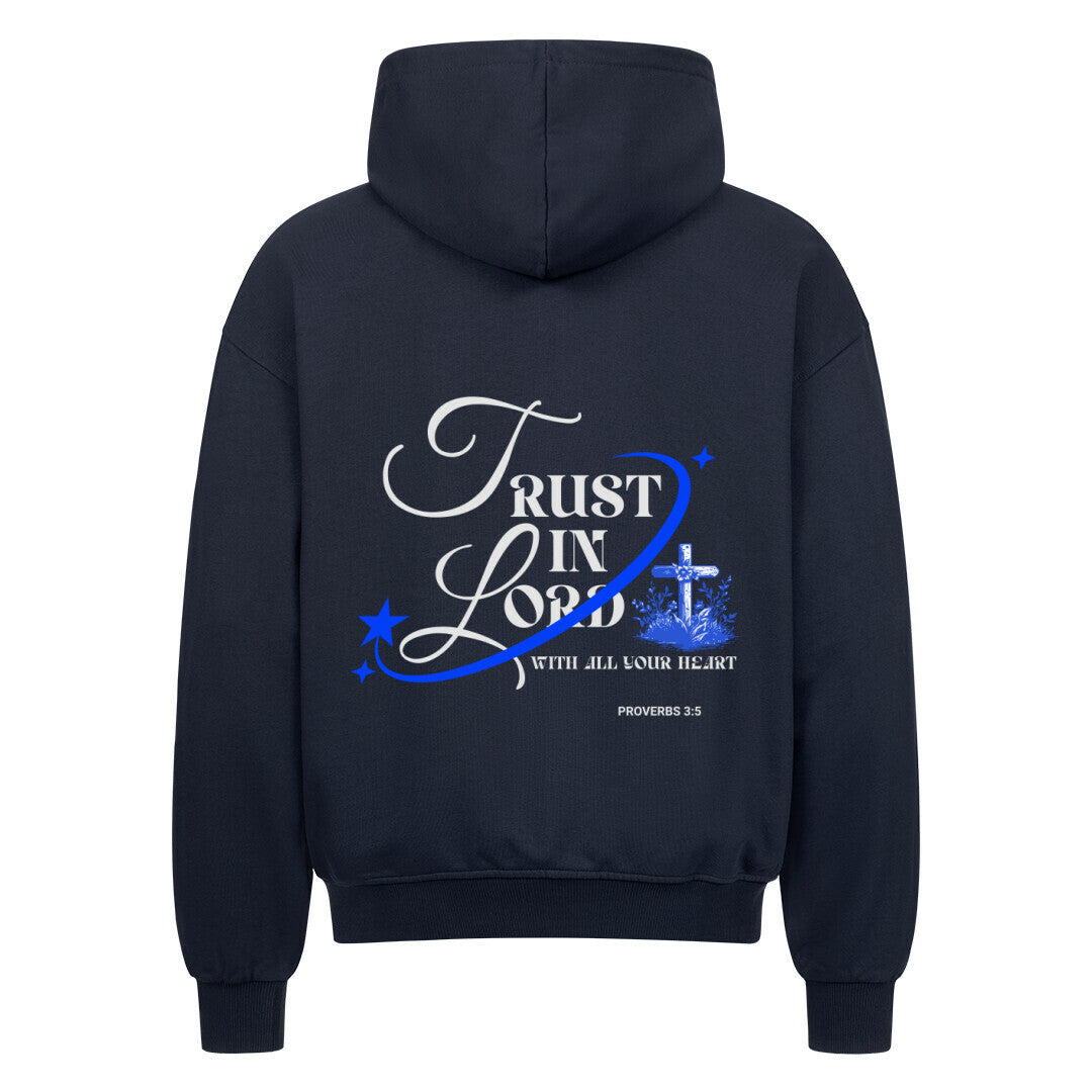 Trust in the Lord Oversized Zipper Hoodie in french-navy – christlicher Oversized Zipper-Hoodie von Blessed by God