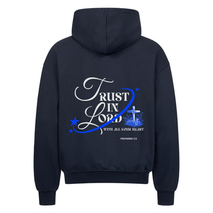 Trust in the Lord Oversized Zipper Hoodie in french-navy – christlicher Oversized Zipper-Hoodie von Blessed by God
