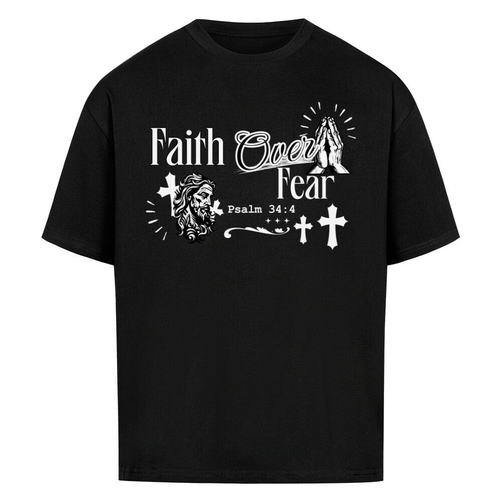 Faith Over Fear Oversized T-Shirt in babyblau – christliches Oversized T-Shirt von Blessed by God