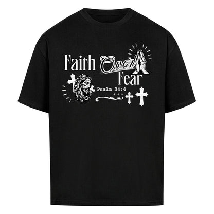 Faith Over Fear Oversized T-Shirt in babyblau – christliches Oversized T-Shirt von Blessed by God