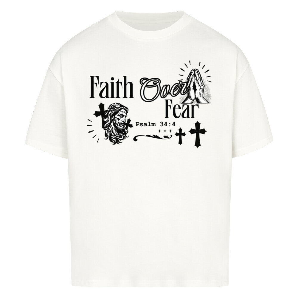 Faith Over Fear Oversized T-Shirt in babyblau – christliches Oversized T-Shirt von Blessed by God
