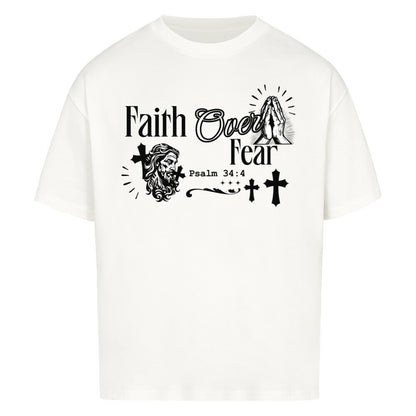 Faith Over Fear Oversized T-Shirt in babyblau – christliches Oversized T-Shirt von Blessed by God