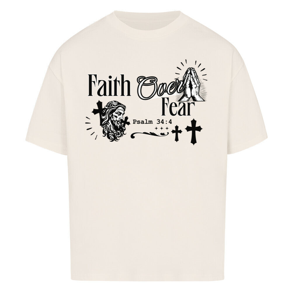 Faith Over Fear Oversized T-Shirt in babyblau – christliches Oversized T-Shirt von Blessed by God