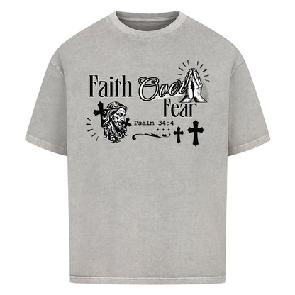 Faith Over Fear Oversized T-Shirt in babyblau – christliches Oversized T-Shirt von Blessed by God