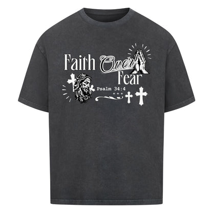 Faith Over Fear Oversized T-Shirt in babyblau – christliches Oversized T-Shirt von Blessed by God