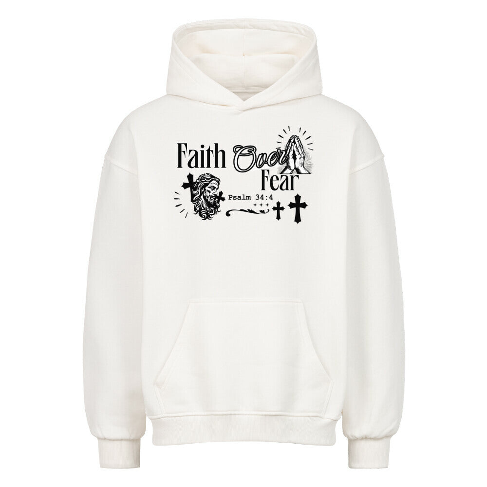 Faith Over Fear Oversized Hoodie in natural-raw – christlicher Oversized Hoodie von Blessed by God