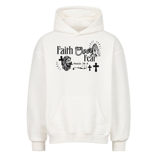 Faith Over Fear Oversized Hoodie in natural-raw – christlicher Oversized Hoodie von Blessed by God