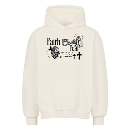 Faith Over Fear Oversized Hoodie in natural-raw – christlicher Oversized Hoodie von Blessed by God