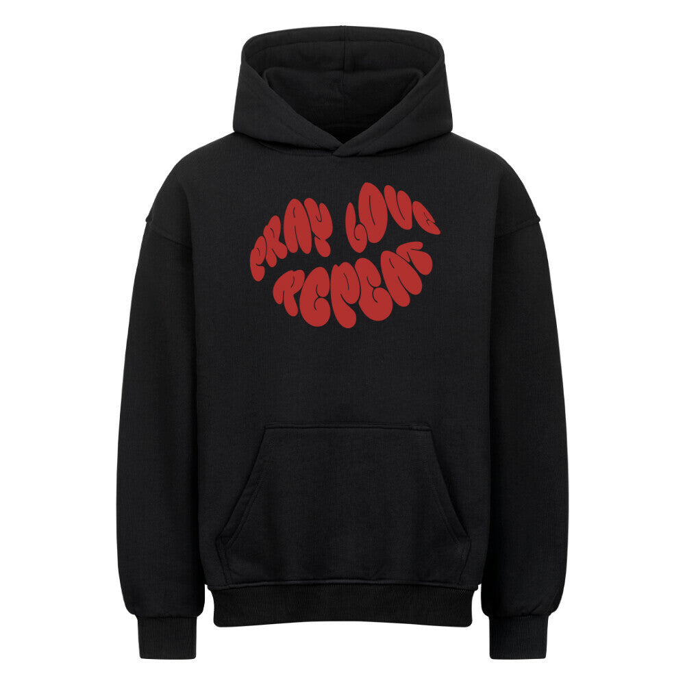 Pray Love Repeat Oversized Hoodie in natural-raw – christlicher Oversized Hoodie von Blessed by God