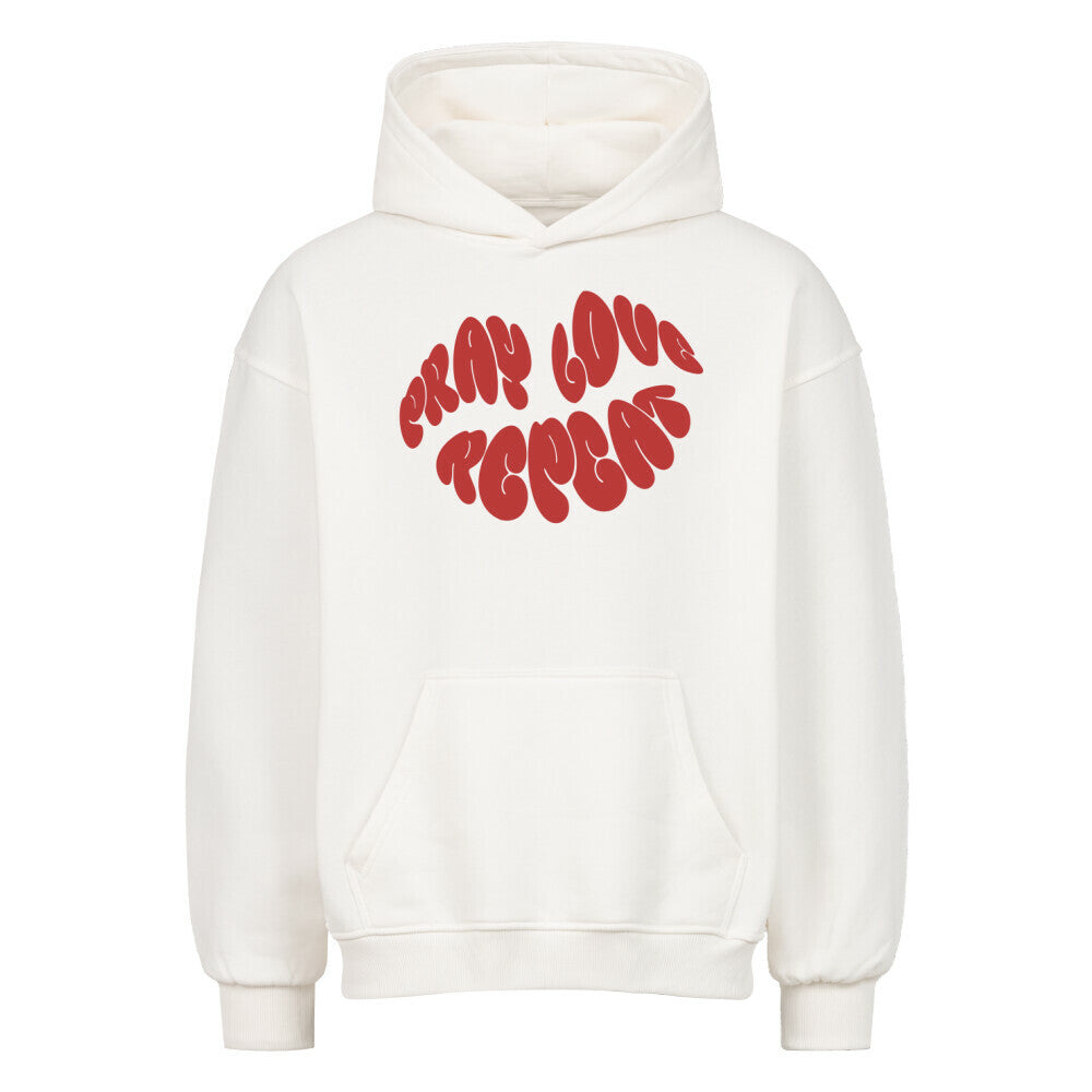 Pray Love Repeat Oversized Hoodie in natural-raw – christlicher Oversized Hoodie von Blessed by God