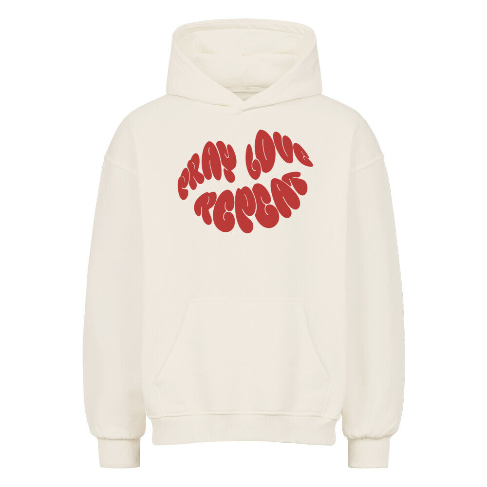 Pray Love Repeat Oversized Hoodie in natural-raw – christlicher Oversized Hoodie von Blessed by God
