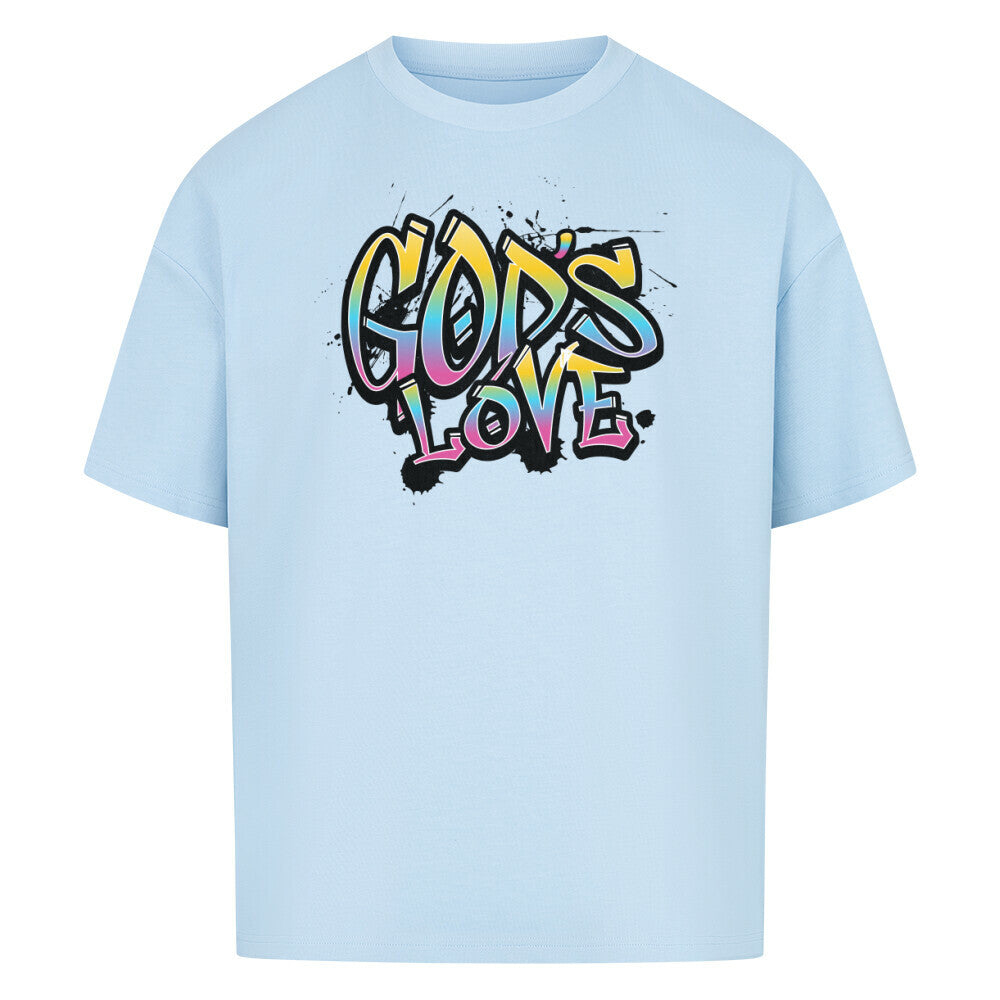 God's Love Oversized T-Shirt in babyblau – christliches Oversized T-Shirt von Blessed by God