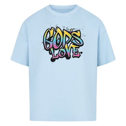God's Love Oversized T-Shirt in babyblau – christliches Oversized T-Shirt von Blessed by God