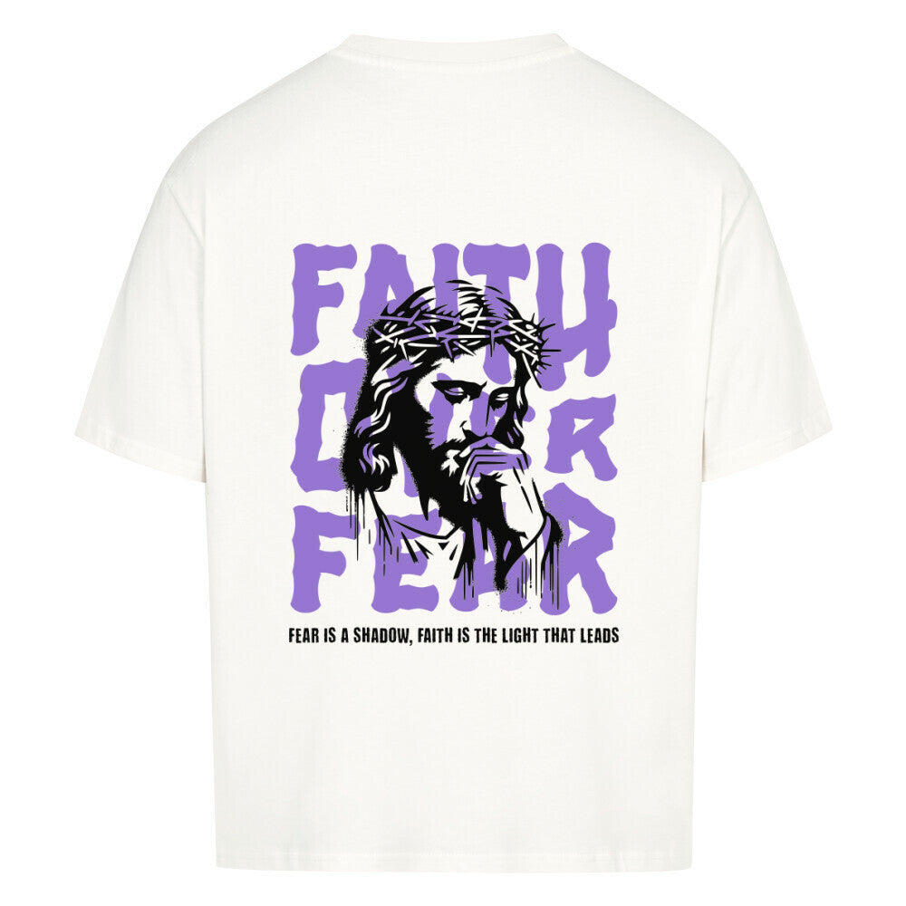 Faith Over Fear Oversized T-Shirt in babyblau – christliches Oversized T-Shirt von Blessed by God