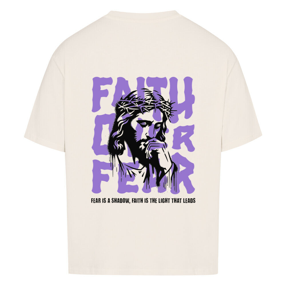 Faith Over Fear Oversized T-Shirt in babyblau – christliches Oversized T-Shirt von Blessed by God