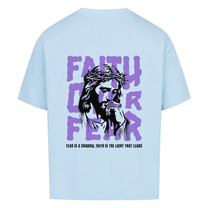 Faith Over Fear Oversized T-Shirt in babyblau – christliches Oversized T-Shirt von Blessed by God