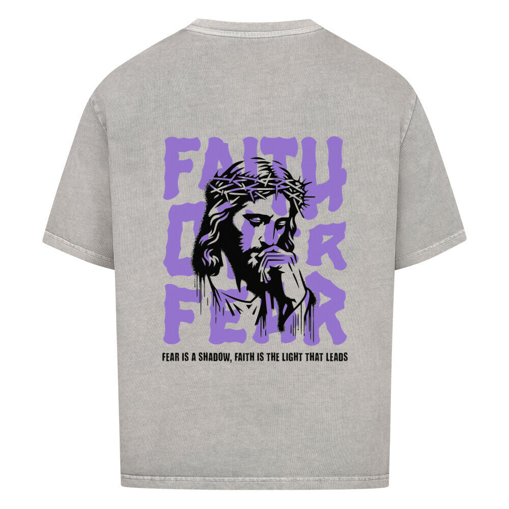 Faith Over Fear Oversized T-Shirt in babyblau – christliches Oversized T-Shirt von Blessed by God