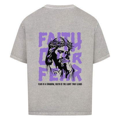 Faith Over Fear Oversized T-Shirt in babyblau – christliches Oversized T-Shirt von Blessed by God