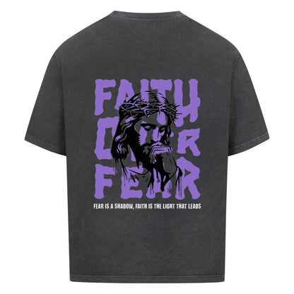 Faith Over Fear Oversized T-Shirt in babyblau – christliches Oversized T-Shirt von Blessed by God