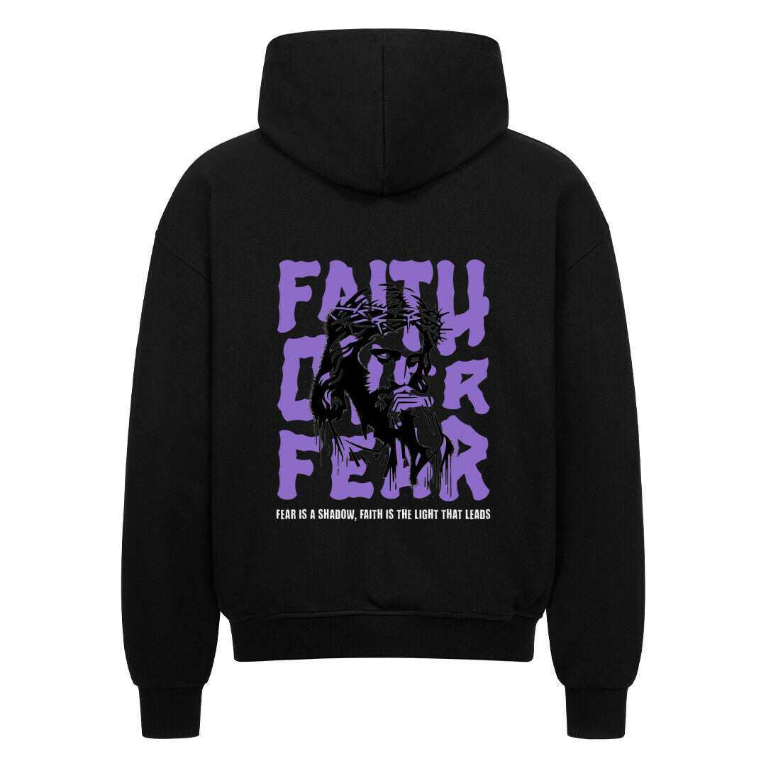 Faith Over Fear Oversized Zipper Hoodie in french-navy – christlicher Oversized Zipper-Hoodie von Blessed by God