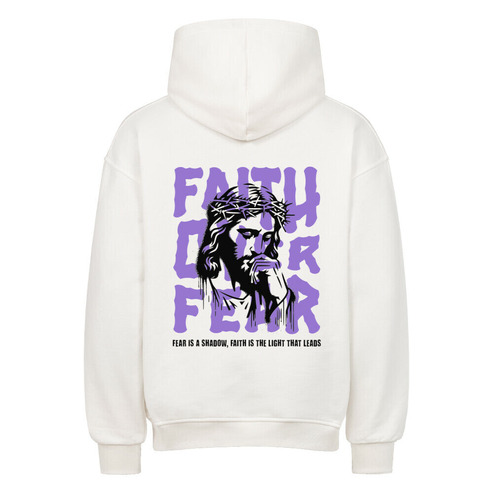 Faith Over Fear Oversized Hoodie in natural-raw – christlicher Oversized Hoodie von Blessed by God