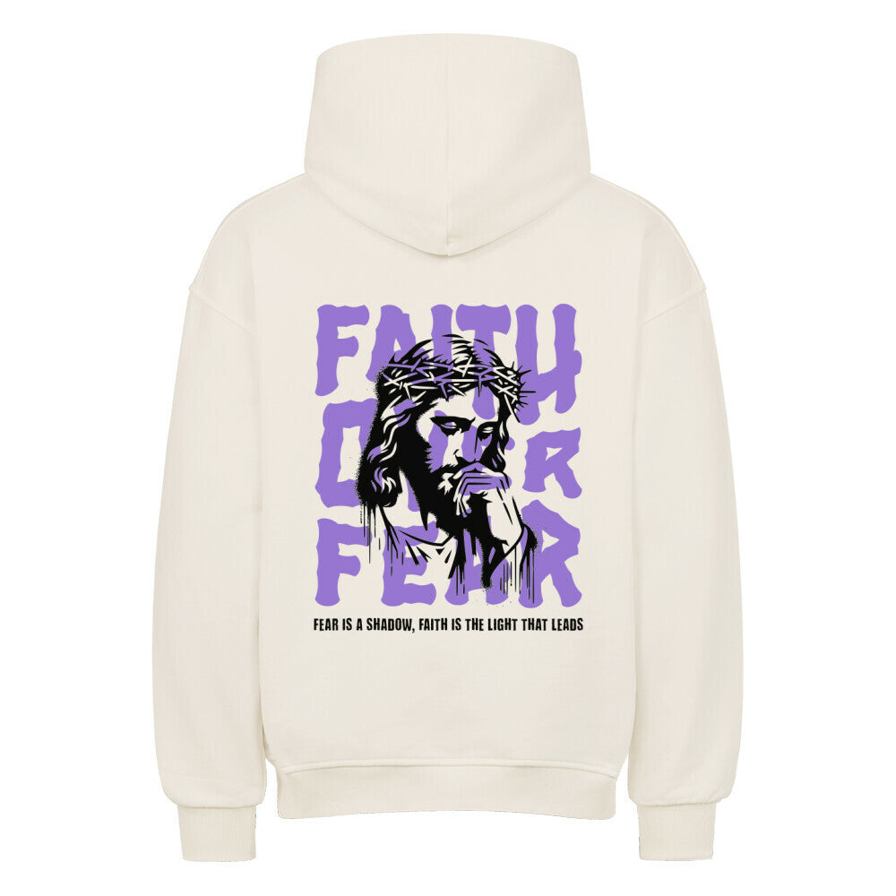 Faith Over Fear Oversized Hoodie in natural-raw – christlicher Oversized Hoodie von Blessed by God