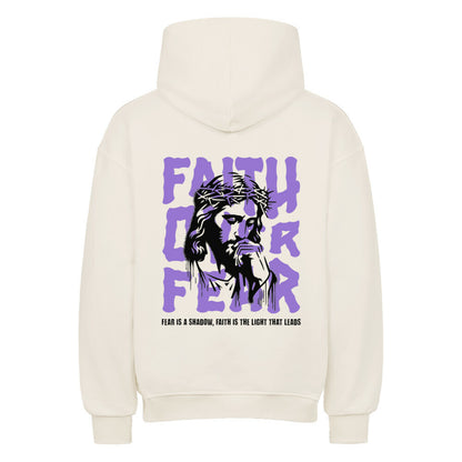Faith Over Fear Oversized Hoodie in natural-raw – christlicher Oversized Hoodie von Blessed by God
