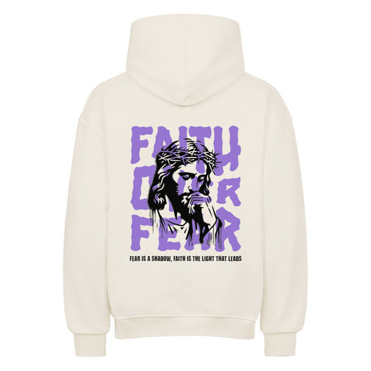 Faith Over Fear Oversized Hoodie in natural-raw – christlicher Oversized Hoodie von Blessed by God