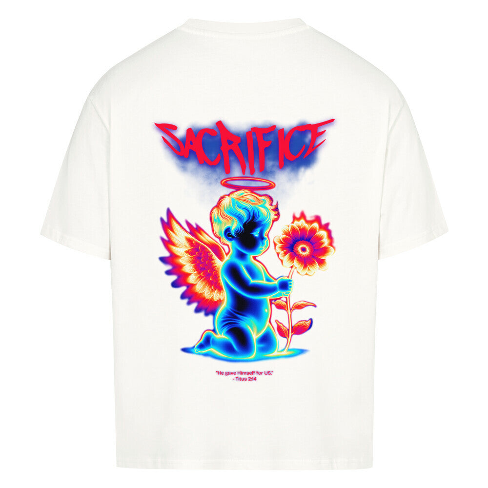 Sacrifice Angel Oversized T-Shirt in babyblau – christliches Oversized T-Shirt von Blessed by God