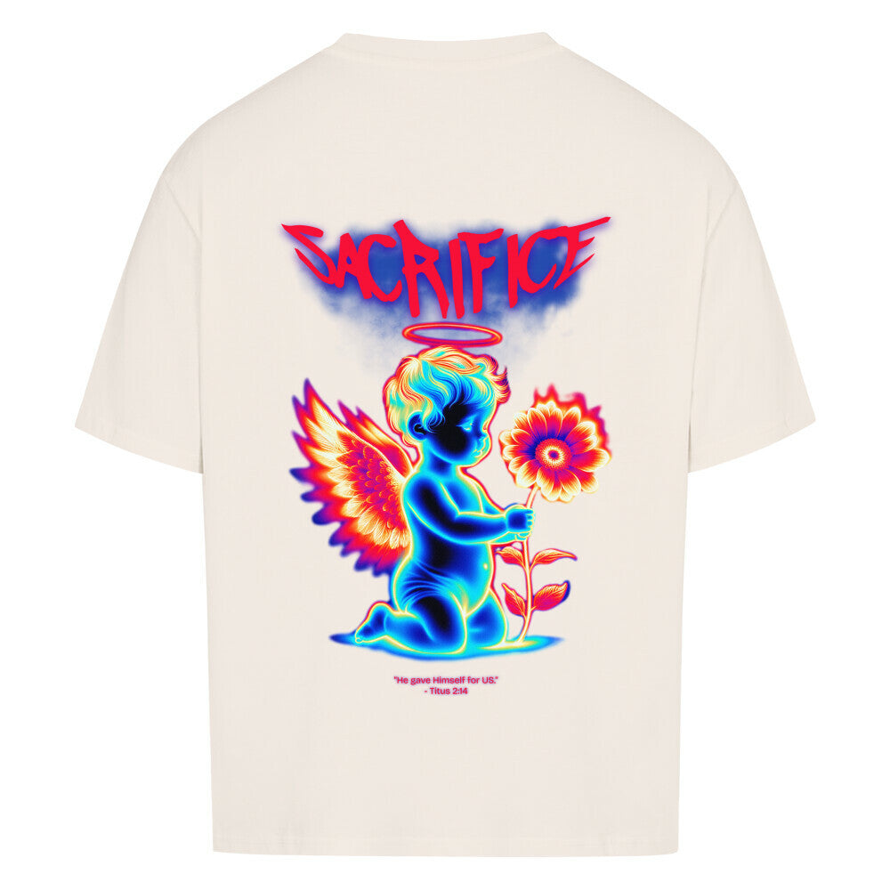 Sacrifice Angel Oversized T-Shirt in babyblau – christliches Oversized T-Shirt von Blessed by God