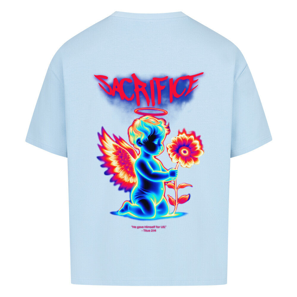 Sacrifice Angel Oversized T-Shirt in babyblau – christliches Oversized T-Shirt von Blessed by God