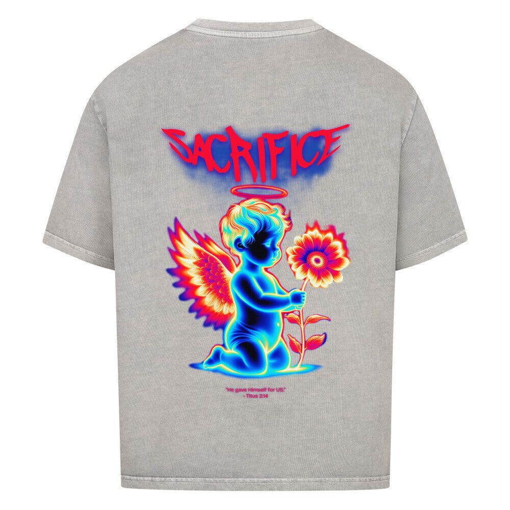 Sacrifice Angel Oversized T-Shirt in babyblau – christliches Oversized T-Shirt von Blessed by God