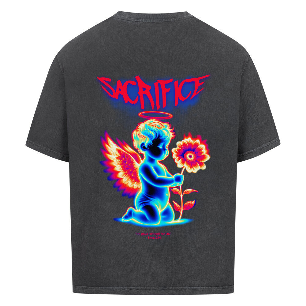 Sacrifice Angel Oversized T-Shirt in babyblau – christliches Oversized T-Shirt von Blessed by God
