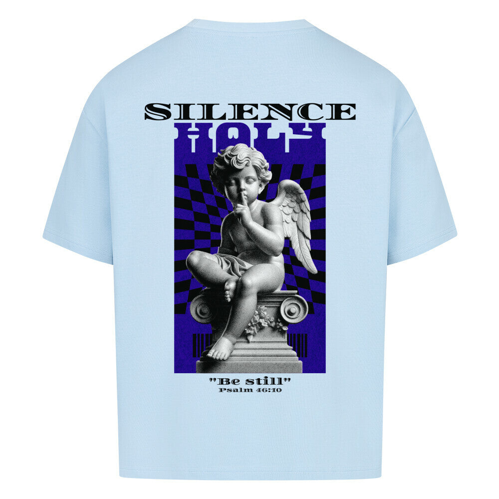Silence Angel Oversized T-Shirt in babyblau – christliches Oversized T-Shirt von Blessed by God