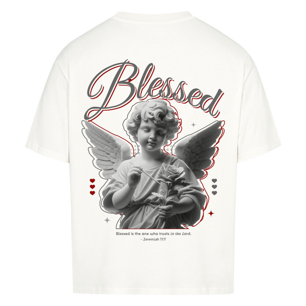 Blessed Angel Oversized T-Shirt in babyblau – christliches Oversized T-Shirt von Blessed by God