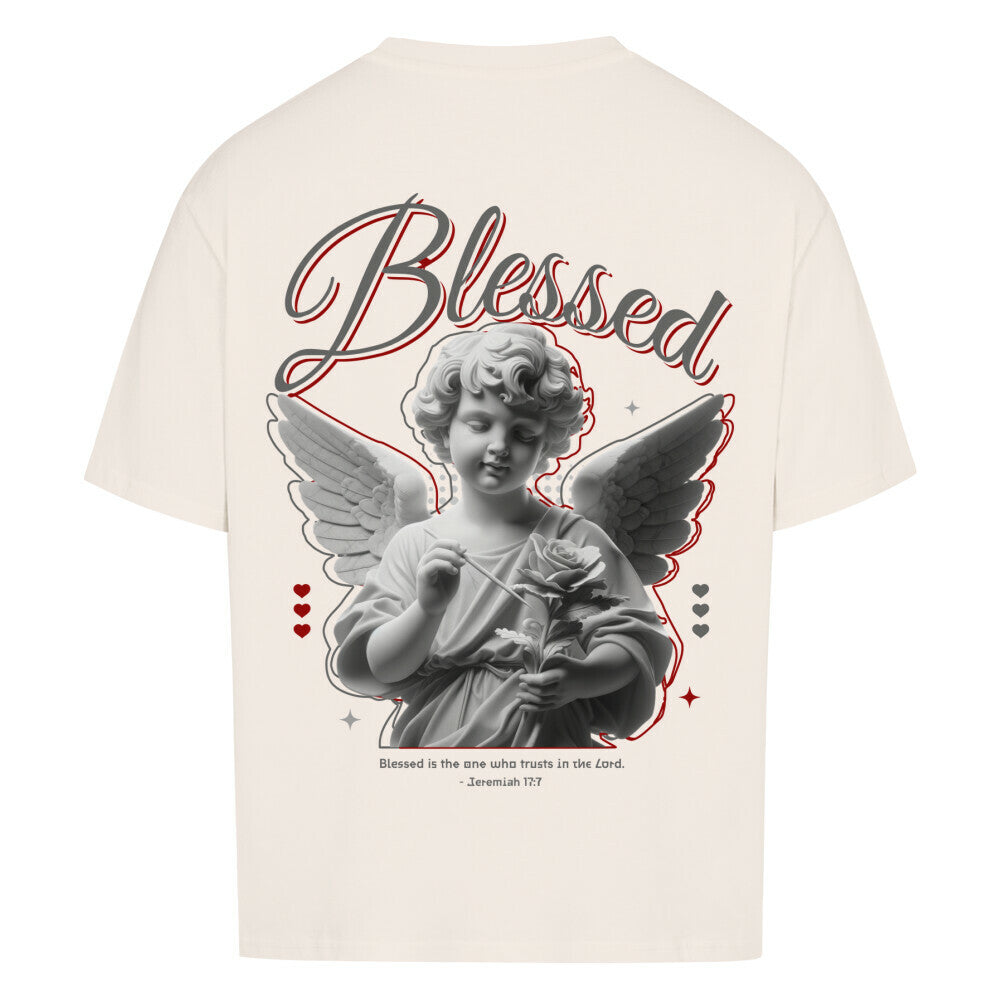 Blessed Angel Oversized T-Shirt in babyblau – christliches Oversized T-Shirt von Blessed by God